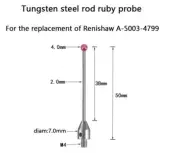 CMM Machine 4mm Ruby wireless probe A-5003-4799 thread M4 edge-find needle 50mm