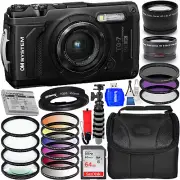 OM SYSTEM Tough TG-7 Digital Camera (Black) V110030BU000 - 12PC Accessoru Bundle