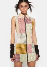 [The Ragged Priest] Trouble Maker Patchwork Shirt Dress