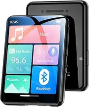 Oilsky MP3 Player with Bluetooth 5.4, 128GB Portable Music Player with 2.4” Full Touch Screen Built-in Speaker, FM Radio, Recorder, Supports MicroSD up to 128GB, Great for Kids and Sports（Black）
