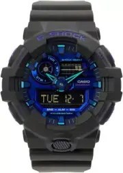Mens Virtual Black Metallic Analog/Digital Watch, Blue Violet