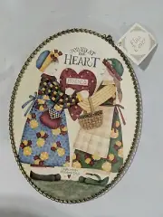 Flue Cover "Joined At the Heart" Vintage Debbie Mumm Friendship Dolls Oval