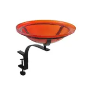 ACHLA 12" Crackle Birdbath with Rail Mount Bracket, Red - CGB-09R-RM