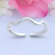 3mm Wavy Band 925 Sterling Silver Toe Ring Thin Adjustable Toe Ring
