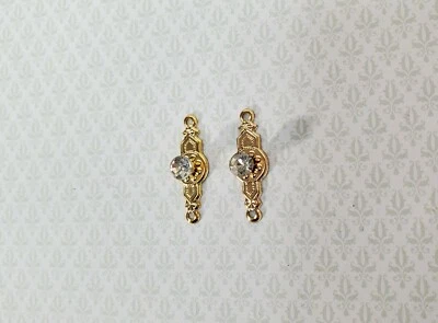 Dollhouse Doorknobs Handles Fancy Gold 1 Set 1:12 Scale Miniatures HW1105