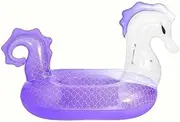 Inflatable Pool Float Seahorse with Handrail Seahorse Beach Swimming Rings for Summer Parties Water Recreation LWX