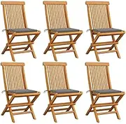 Garden Chair with Cushions 6 pcs, Terrace Chair, Dining Chair with Backrest for Patio, Restaurant, Yard, Poolside, 47 x 60 x 89 cm, Grey