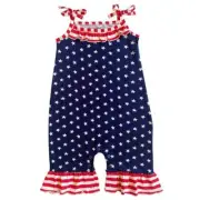 AnnLoren Stars and Stripes Patriotic July 4th Romper 6-12M 12-18M 18-24M