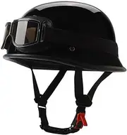 Motorcycle Half Shell Helmet Retro Open Helmet Motorbike Half Helmet with Goggles for Adult Men Women Motorcycle Scooter Scooter Helmet DOT/ECE Approved