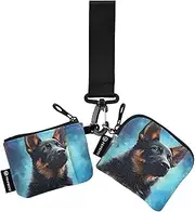 [XYMZR] Mini Zip Around Wristlet keychain Wallet Shepherd Galaxy Space for Women Personalized Pattern Detachable Dual Pouch Wristlet Portable Wallet Phone Coin Purse, Multi-colored, One Size