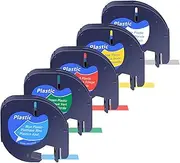 NineLeaf 5 Pack Compatible for DYMO 91331 91332 91333 91334 LetraTag Refills 1/2" (12mm) x 13ft (4m) LT Pastic Label Tape Combo Work in LetraTag LT100H LT-100T Plus LT110T 2000 Label Maker
