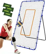 Volleyball Rebounder Net, 5 Angles Adjustable Volleyball Training Equipment Bounce Back Net with Sturdy Sandbags & Metal Stakes, Also for Lacrosse, Baseball, Soccer Practicing - 6 * 3.5 FT