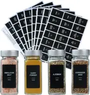 162 Spice Labels Stickers, Preprinted White Jar for Herbs Black