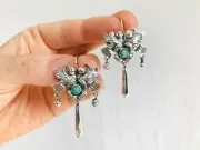 Taxco Love Bird Earrings. Sterling Silver & Turquoise. Mexico. Frida Kahlo. 2098