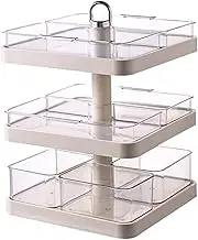 Rotating 3 Tier Fruit Bowl Rotatable Serving Tray Tiered Food Preparation Tray with Handles and 8 Removable Compartments Multi-Function Fruit Plate for Nuts, Cupcakes