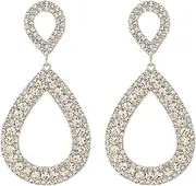 [Luolinice] Teardrop Rhinestone Earrings Dangle Sparkly Jewelry Party Prom Wedding Earrings Jewelry Gifts for Girls