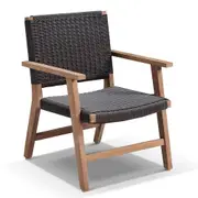 Hamilton Outdoor Wicker and Teak Timber Arm Chair - Outdoor Chairs