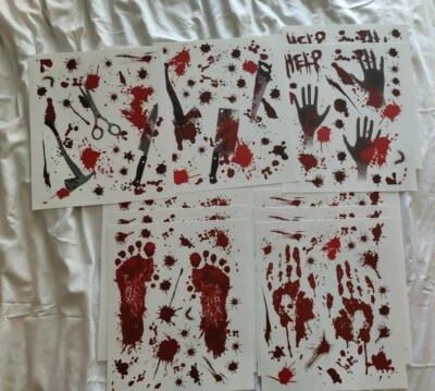 Halloween Window Clings 10 Sheets Bloody Hand Prints