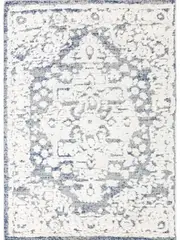 Chloe Ivory Blue Medallion Textured Rug
