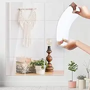 JUNEBRUSHS 18Pack Self Adhesive Acrylic Mirror, 8 x 8 Inch Mirror Tiles Decor,Frameless Over Door Mirror Sheets Wall Stickers,Stick on Mirror for Wall Mounted Make Up Gym Dressing 168-3523