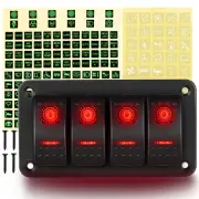 4 Gang Rocker Switch Panel 5Pin on off Toggle Switch Aluminum Holder 12V 24V ...