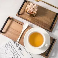 在飛比找樂天市場購物網優惠-開發票 美式韓式木質托盤實木餐盤下午茶點心盤茶壺托盤子咖啡廳