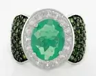GENUINE OPAL, PERIDOT & WHITE SAPPHIRES RING .925 SILVER - New With Tag