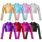 iEFiEL AU Girls Sparkly Sequins Jazz Hip Hop Modern Dance Crop Tops Vest