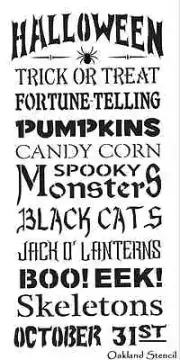 Halloween STENCIL October 31 Typography Subway Large 12x24 for signs Fall