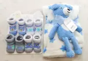 Duck Duck Goose Blue Puppy Plush Star Blanket 30"x36" New With Bonus