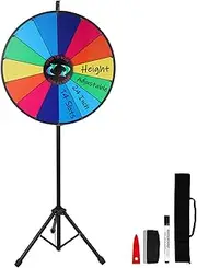 Hooomyai 24 Inch Prize Wheel with Folding Tripod Floor Stand Height Adjustable 14 Slots Color Dry Erase Spin Wheel Spinner Game with Dry Erase & Marker Pen for Trade Show Fortune Spinning Game