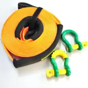 4WD Recovery Kit: Snatch Strap 8000kg 9m +2 Green Rated Steel Shackles George4x4