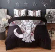 3D White Elephant ZHUA240 Bed Pillowcases Quilt Duvet Cover Set Queen King Zoe