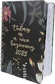 EXQUIMEUBLE 2025 Agenda Book Notebook Cute Planner Academic Planner Calendar Book Agenda Planner Metal