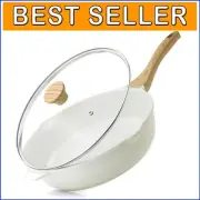 Versatile 5 Quart Nonstick Ceramic Frying Pan with Lid - Easy to Clean Design