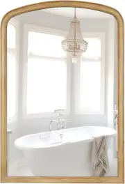 Arched Wall Mirror Wood Framed, 24" X 36" Rustic Farmhouse Wood Arched Mirror fo