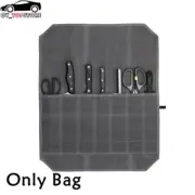 7 Slot Japanese Chef Knife Roll Waxed Canvas Foldable Culinary Storage Bag Gray