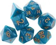 Generic Collection of 7 Dice for Board Game Enthusiasts (D4, D6, D8, D10, D12, D20), Blue Green, as described