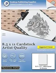 8.5" x 11" Cardstock - White Artist Eggshell Finish - 65lb Cover (177 gsm) - (25 Sheets) - Works on Inkjet or Laser Printers - Great for Cards, Menu's, Posters, Covers