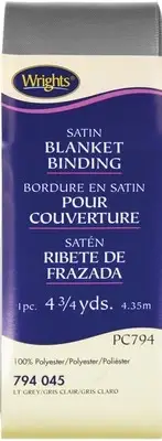 Wrights Single Fold Satin Blanket Binding 2"X4.75yd-Light Gray 117-794-045