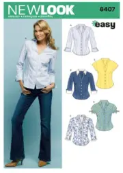 New Look Pattern Uncut 6407 Womens Button Down Collared Shirt Drop Hem 10 - 22