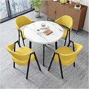 Exquisite Round Dining Table Set with 4 Chairs Modern Conference Table for Kitchen Lounge Living Room Reception Table and Chair Combination 5 Piece Meeting Room Furniture Set (Color Options Available)