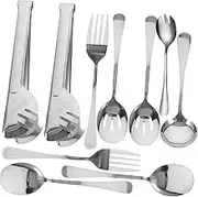 NAMOARLY Stainless Steel Serving Spoon Fork Kit 8-Piece Serveware Set Spoon Fork Easy to Clean and Portable Tableware