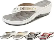 [HXZDEY] Women's Arch Support Soft Cushion Flip Flops Thong Sandals Slippers Beach Slipper, Platform Wedge Open Toe Sandals,Fashion Casual Flip Flops (Color : White, Size : 40)