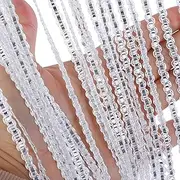 Beaded Door Curtains, 39x79in Door String Curtains Shiny Hanging Door Beads Curtain Decorative Wall Panel Fringe Window Room Divider Blind for Wedding Doorway Curtains White, Beaded Door Curtain,