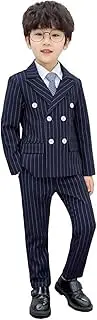 [Kromoc] Boys' Stripe Suit 2-Piece Jacket Pants Customizable Tuxedos for Homecoming Uniform