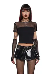 [Dolls Kill] Teen Tragedy Mesh Crop Top Set (Brooklyn)