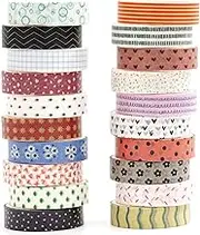 YUBBAEX 20 Rolls Basic Patterns Washi Tape Set Skinny Masking Creative Decorative Tapes, Designer's Selection (Collection 1-Vibrancy)
