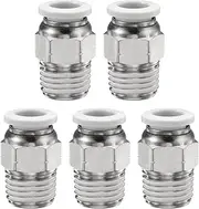 HARFINGTON 5pcs Push to Connect Fitting 5/16" Tube OD x 1/4" NPT Thread Male Straight Union Fitting Copper Quick Connect Pneumatic Fitting for Semi Truck Trailer Air Brake System, White