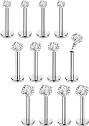 [Chriscoco] 16G 12 Pieces Helix Piercings Surgical Steel Piercing Ear Conch Piercing Nose Piercing Tragus Piercing Lip Piercing Labret Piercing Studs 6/8 mm for Women Men